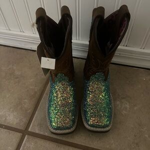 Shyanne Kids Glittery Blue and Brown Boots